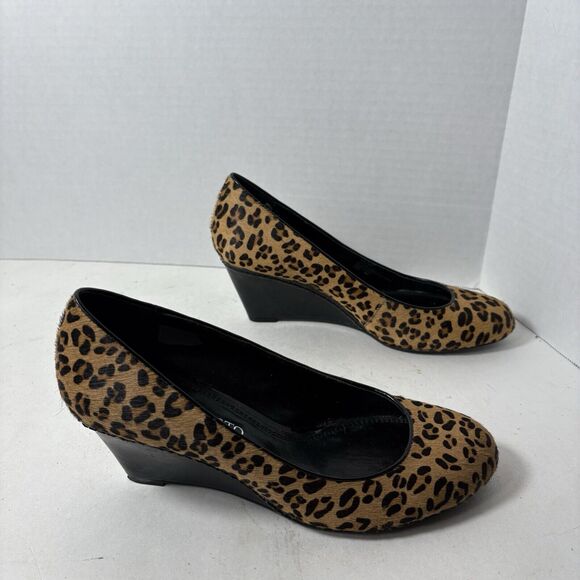 Franco Sarto Heels Womens Size 8 Zeus Leopard Cheetah Print Calf Hair Wedge B1 - Picture 9 of 12